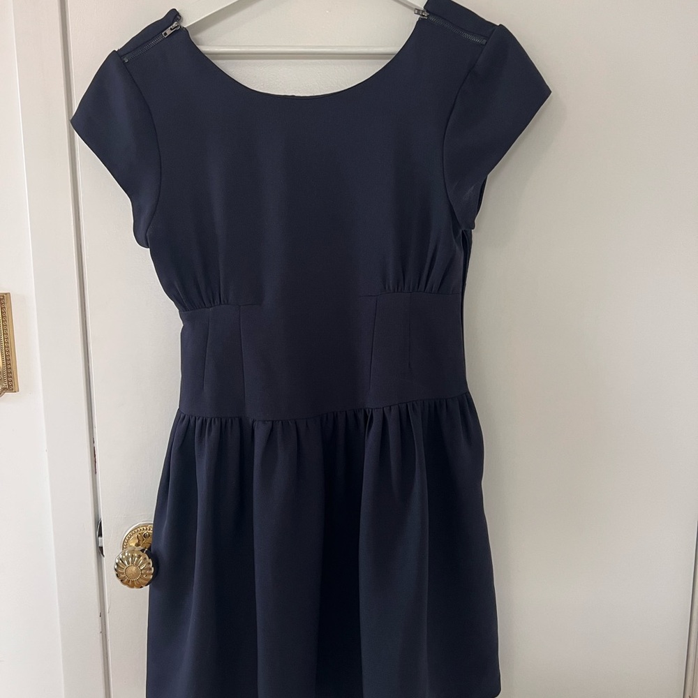 Navy Short Fit and Flare Dress